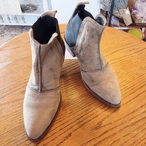 Anthropologie SixtySeven Distressed Tan Ankle Booties